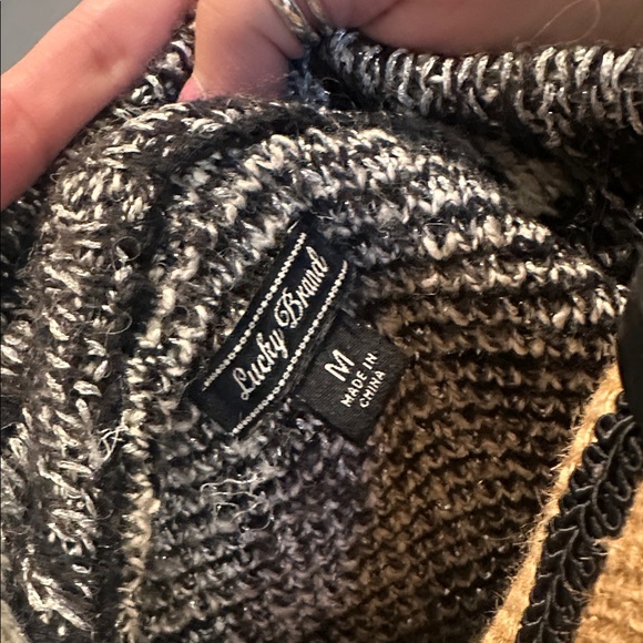 Lucky Brand Black and White with silver thread. Open Front Cardigan - Picture 2 of 7